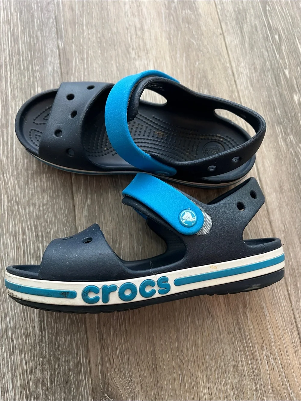 CROCS Kids Navy Sandals with Blue Heel Strap
